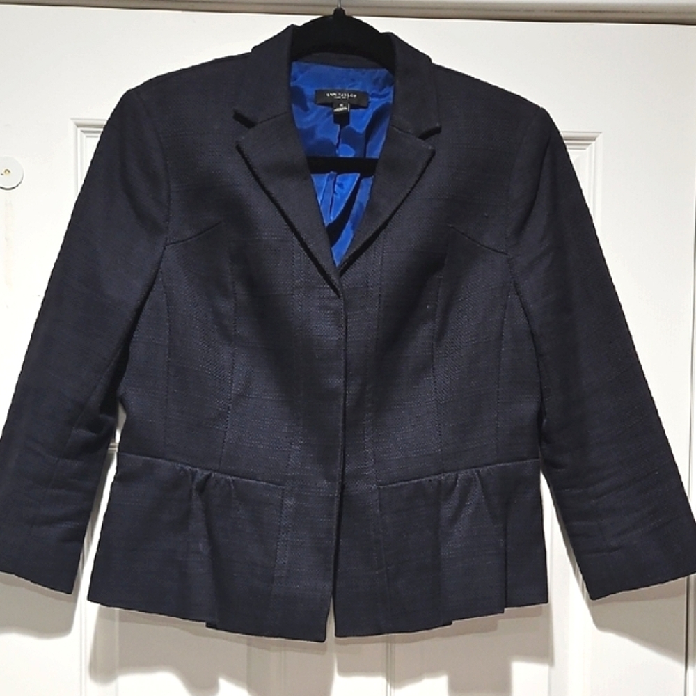 Ann Taylor Dark Navy Blazer with Bright Blue Lining